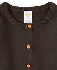 Girls Applique Pumpkin Cardigan - Perfect