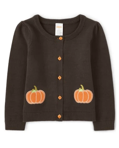 Girls Applique Pumpkin Cardigan - Perfect