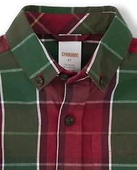 Boys Matching Family Plaid Button Up Shirt - Holiday Traditions