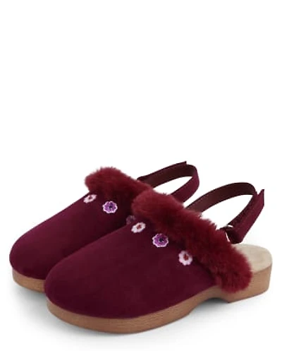 Girls Embroidered Flower Clogs - Spice Market
