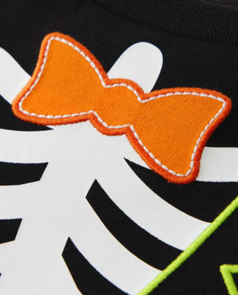 Boys Embroidered Skeleton Top - Trick or Treat