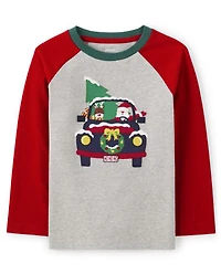 Boys Embroidered Truck Raglan Top - Holiday Express