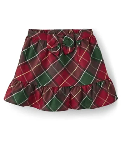 Girls Plaid Ruffle Skirt - Holiday Traditions