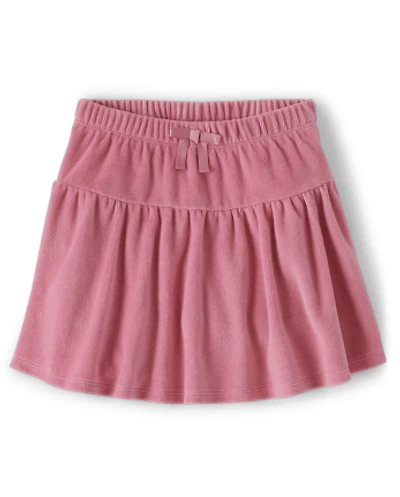 Girls Velour Shirred Skort - Bear Hugs