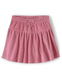 Girls Velour Shirred Skort - Bear Hugs