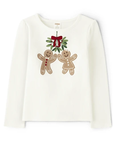 Girls Embroidered Gingerbread Top - House