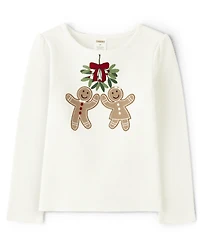 Girls Embroidered Gingerbread Top - House