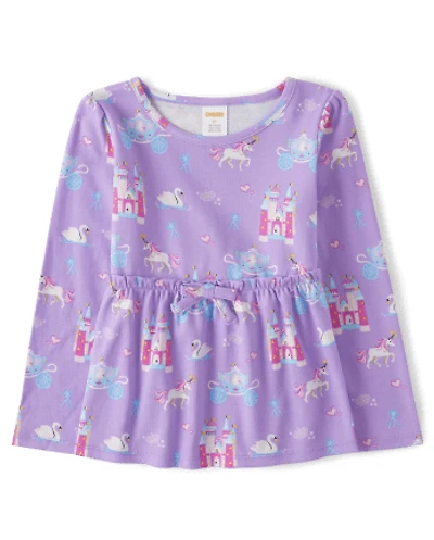 Girls Castle Babydoll Top - Unicorn Princess