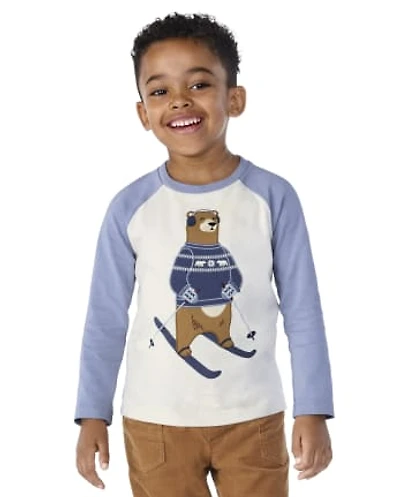 Boys Embroidered Bear Raglan Top - Hugs