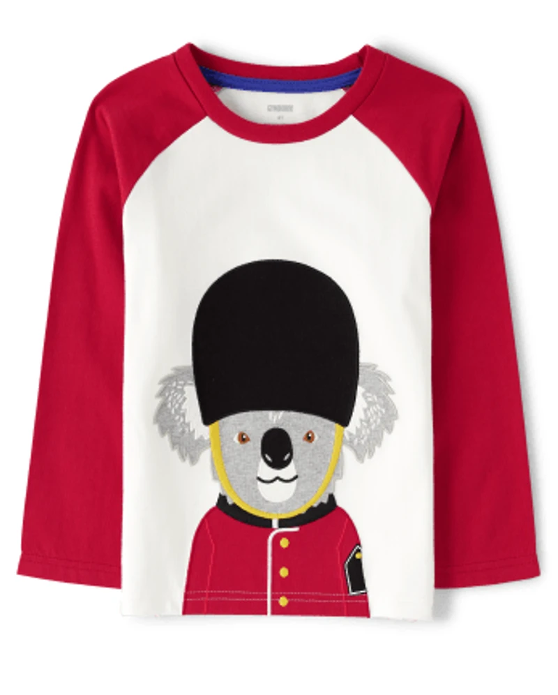 Boys Embroidered Koala Raglan Top - London Calling