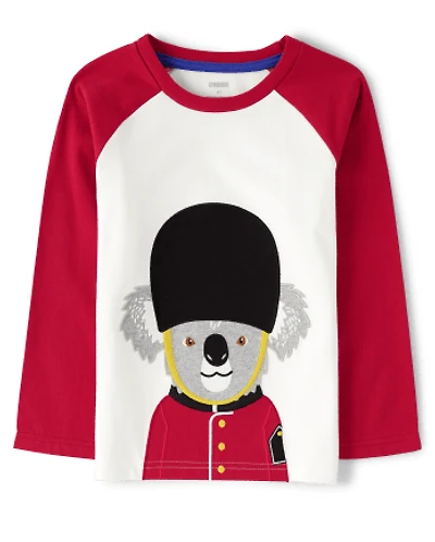 Boys Embroidered Koala Raglan Top - London Calling