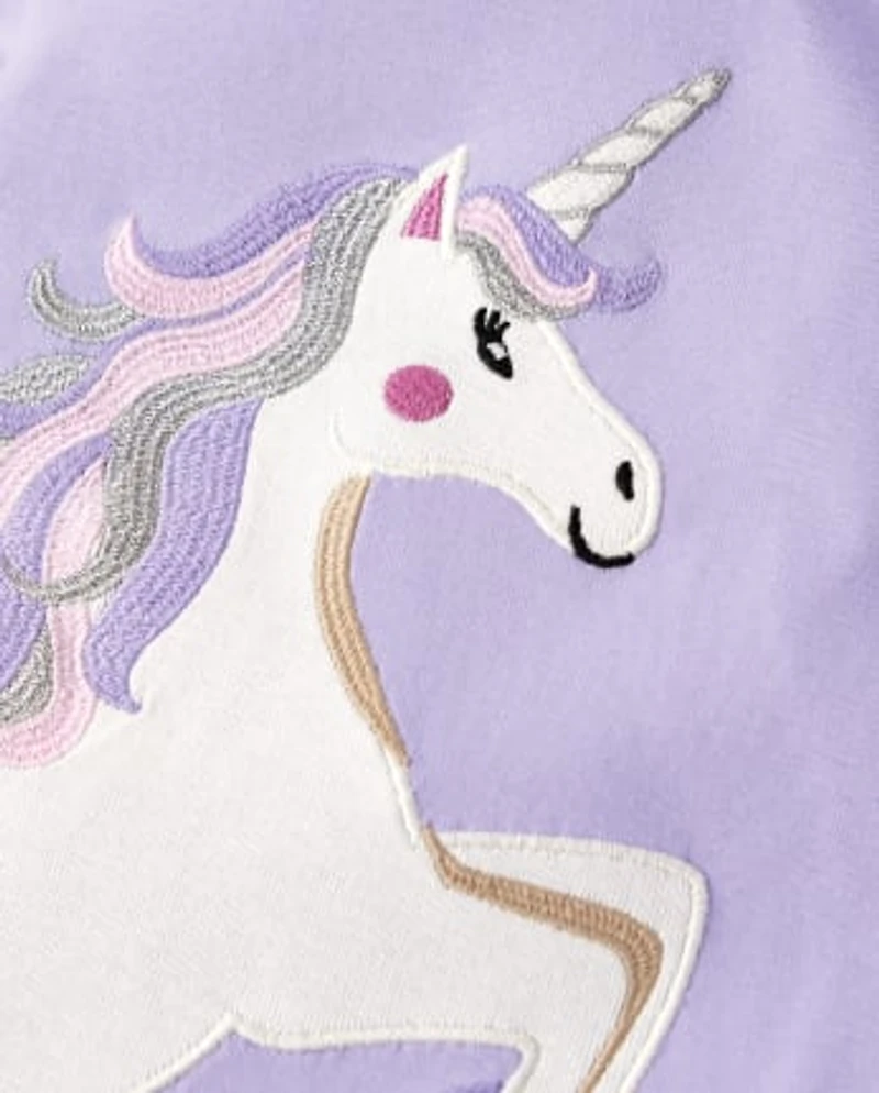 Girls Embroidered Unicorn Top - Princess