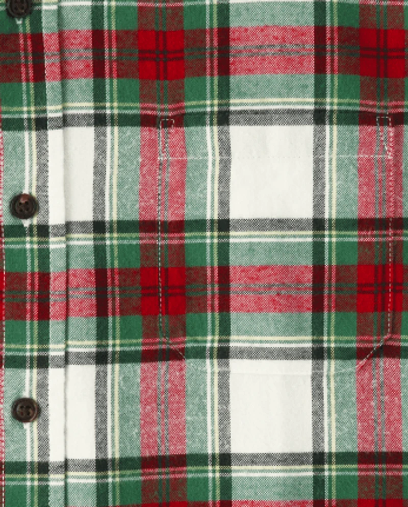 Mens Matching Family Plaid Button Up Shirt - Celebrations