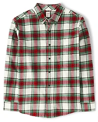 Mens Matching Family Plaid Button Up Shirt - Celebrations