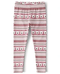 Girls Polar Bear Fairisle Leggings - Hugs