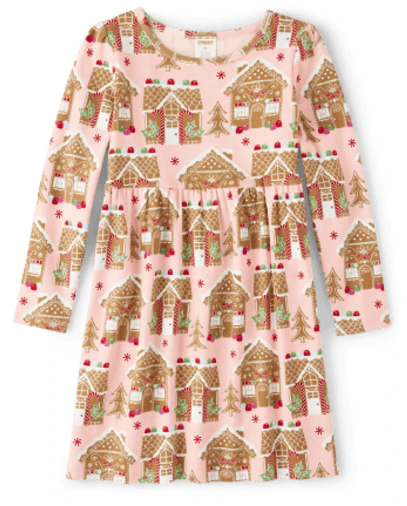 Girls Gingerbread House Babydoll Dress