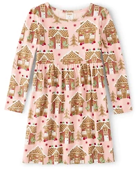 Girls Gingerbread House Babydoll Dress