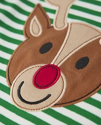 Kids Striped Reindeer Snug Fit Cotton Pajamas - Gymmies
