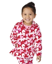 Girls Heart Fleece Half Zip - Valentine Cutie