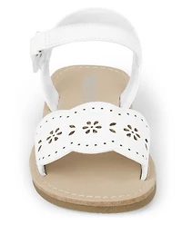 Girls Perforated Floral Sandals
