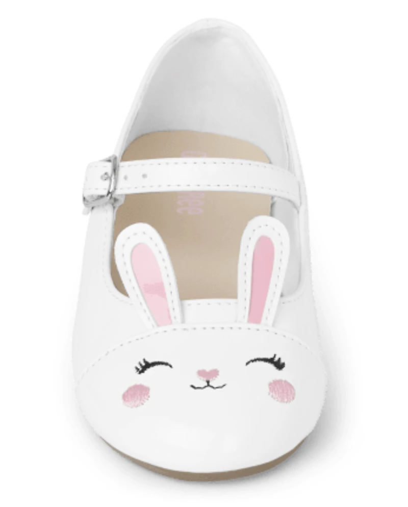 Girls Embroidered Bunny Ballet Flats - Spring Celebrations