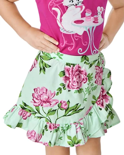 Girls Floral Ruffle Skort - Time for Tea