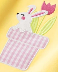 Girls Applique Bunny Ponte Shift Dress - Spring Celebrations