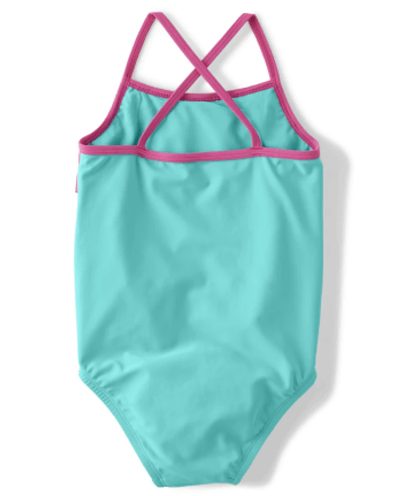 Girls Rainbow Tiered One Piece Swimsuit - Splish-Splash