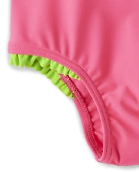 Girls Embroidered Toucan One Piece Swimsuit - Aloha