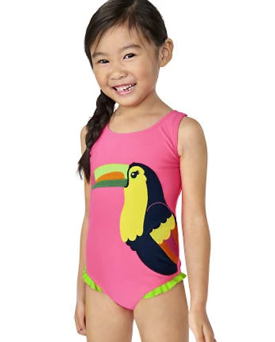 Maillot de bain une pièce brodé Toucan pour fille - Aloha
