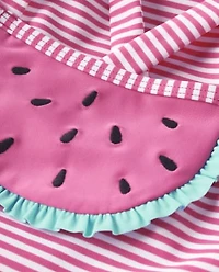 Girls Striped Embroidered Watermelon One Piece Swimsuit - Splish-Splash