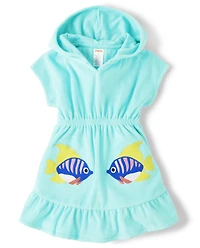Girls Applique Fish Ruffle Cover-Up - Splish-Splash
