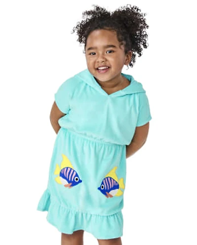 Girls Applique Fish Ruffle Cover-Up - Splish-Splash