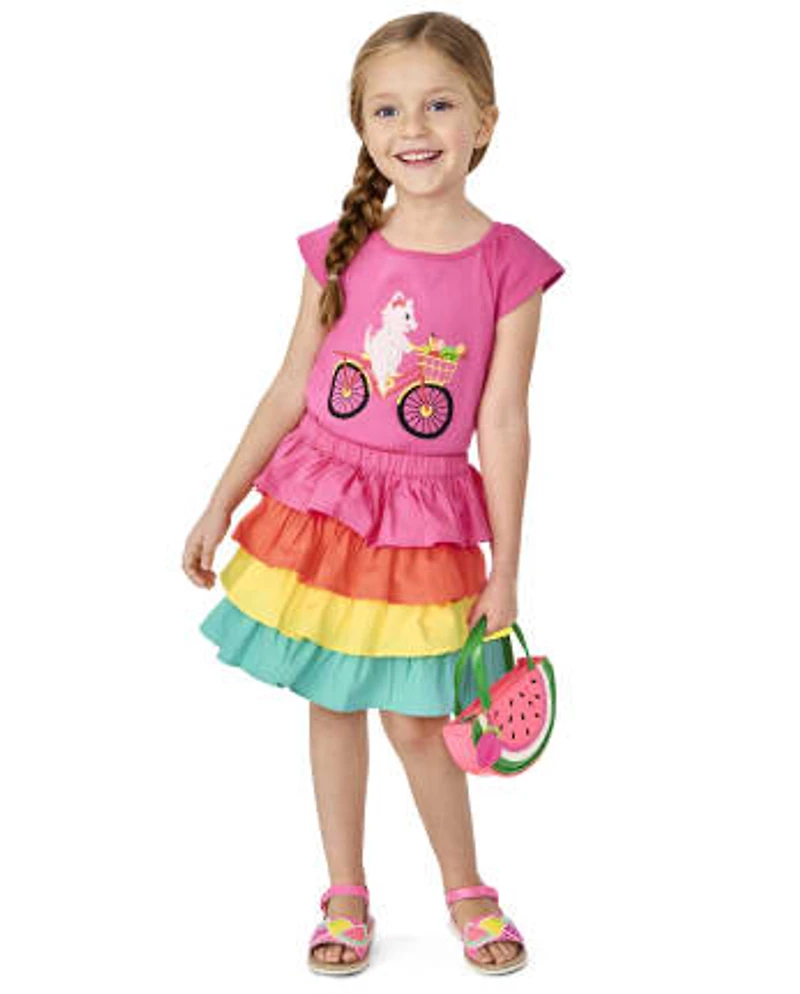 Girls Rainbow Tiered Skort - Festive Fruit