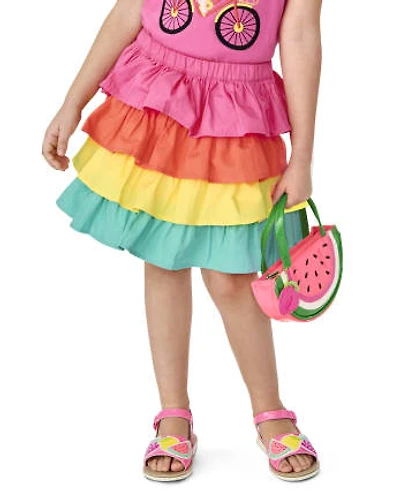 Girls Rainbow Tiered Skort - Festive Fruit