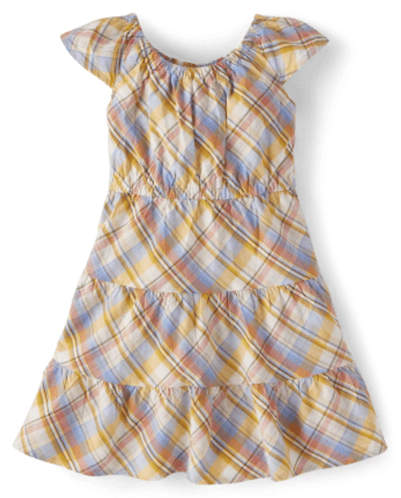 Girls Matching Family Plaid Tiered Dress - Country Trail