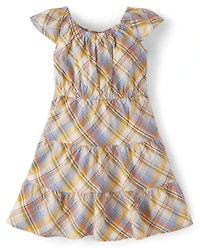 Girls Matching Family Plaid Tiered Dress - Country Trail