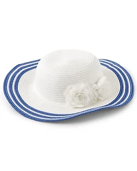 Girls Striped Floral Sun Hat - Splish-Splash