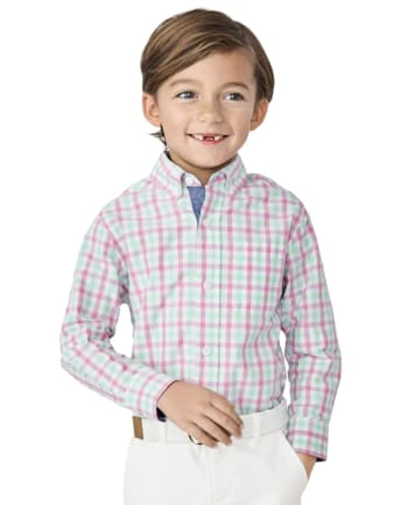 Boys Dad And Me Plaid Button Down Shirt - Time for Tea