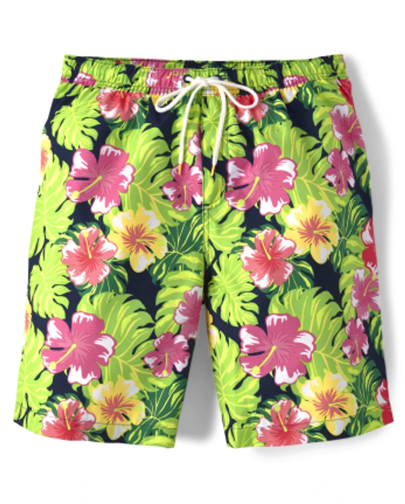 Mens Matching Family Tropical Swim Trunks - Aloha