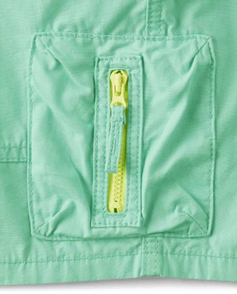 Boys Pull On Cargo Shorts - Tropical Paradise