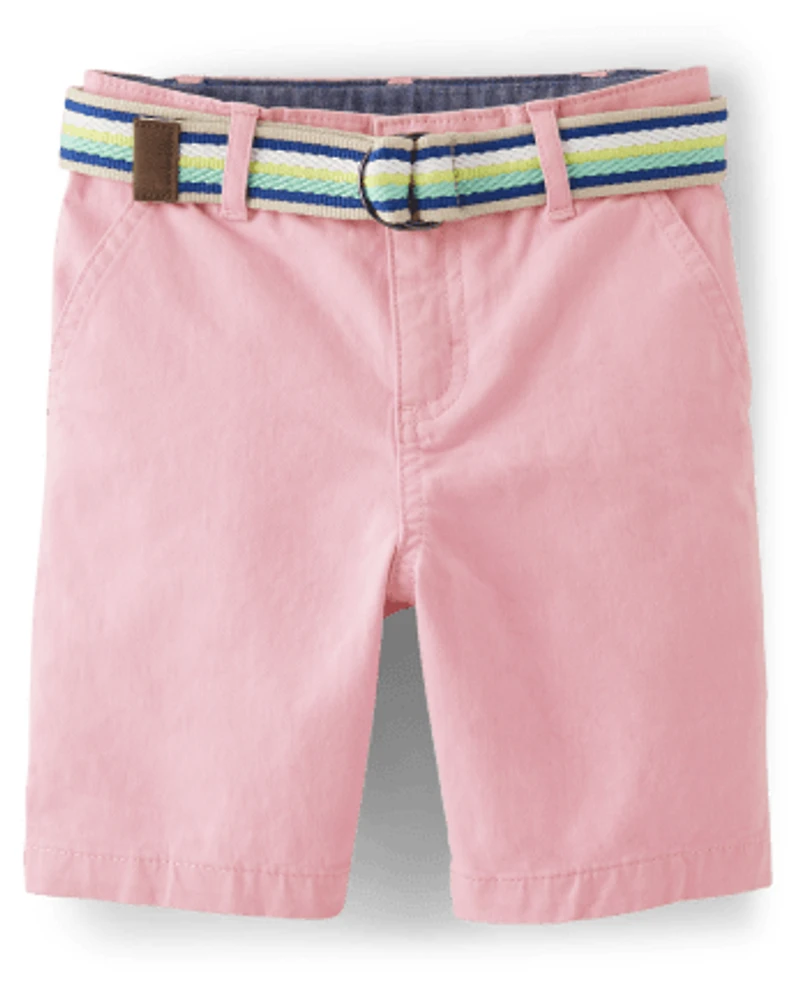 Boys Belted Chino Shorts - Tropical Paradise