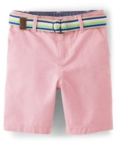 Boys Belted Chino Shorts - Tropical Paradise