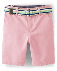 Boys Belted Chino Shorts - Tropical Paradise