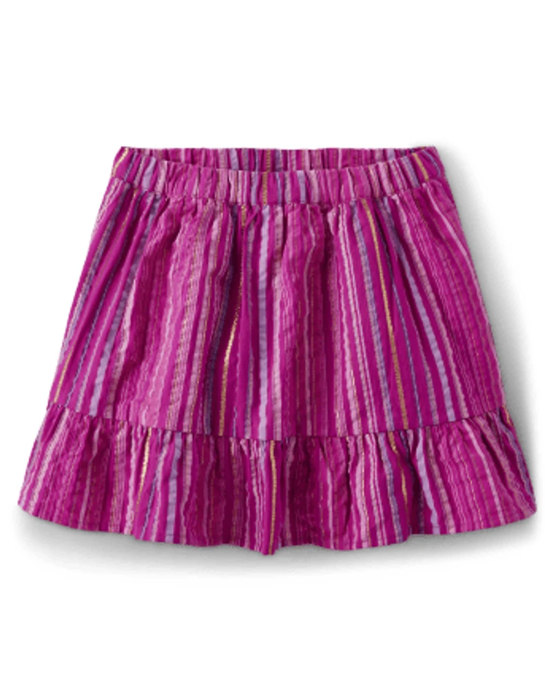 Jupe-short Fille Rayée À Volants - Island Spice