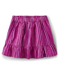 Jupe-short Fille Rayée À Volants - Island Spice