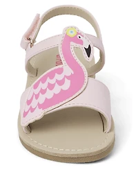 Girls Applique Flamingo Sandals - Tropical Paradise