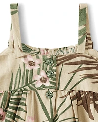 Baby Girls Matching Family Palm Ruffle Dress - Safari