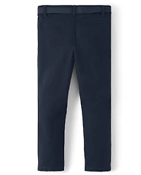 Girls Wrinkle-Resistant Belted Chino Pants