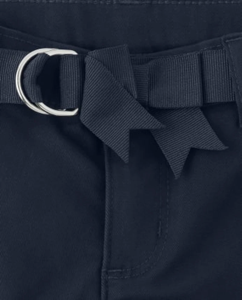 Girls Wrinkle-Resistant Belted Chino Pants